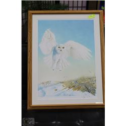 SNOWY OWL 1986 FRAMED PICTURE