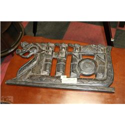 CARVED WOOD DRAGON BOAT WALL DÉCOR