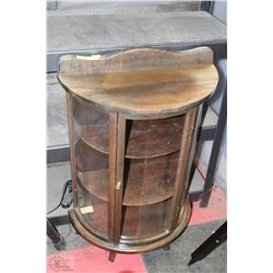 WOOD AND GLASS CURIO FREE STANDING CABINET