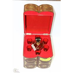 VINTAGE HIDDEN BOOK BAR SET INCLUDES DECANTER