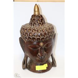 SOLID WOOD 16" TALL BUST WITH GOLD COLORED TIP