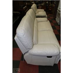 NEW WHITE BONDED LEATHER RECLINING SOFA AND LOVE