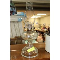 VINTAGE CLEAR GLASS HURRICANE OIL LAMP