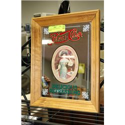 VINTAGE FRAMED PEPSI COLA MIRROR -