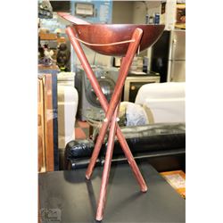 SOLID HARDWOOD SALAD BOWL WITH STAND AND UTENSILS