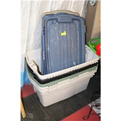 5 HINGED TOTES WITH LIDS
