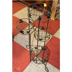 NEW GREY WROUGHT IRON 4 TIERED PLANT STAND -