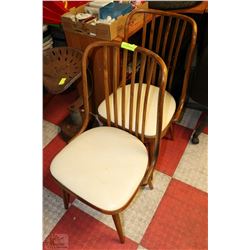 2 OAK  AND LEATHER SIDE CHAIRS