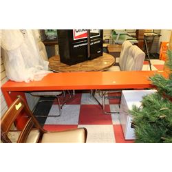 ORANGE ROLLING SOFA/WALL DISPLAY TABLE