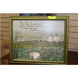 WOOD FRAMED NATIVE PAINTING
