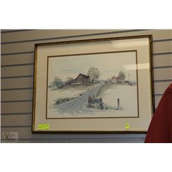 FRAMED OIL PAINTING ARTIST SIGNED 274"X24"