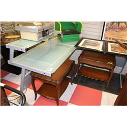 SILVER COLOURED METAL & TEMPERED GLASS