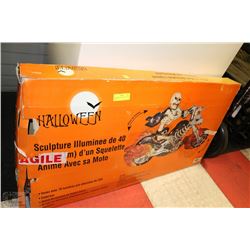 HALLOWEEN SCULPTURE 40" BIKER SKELETON