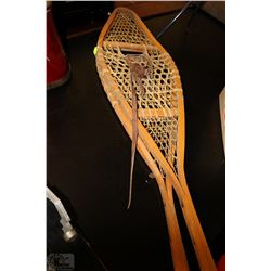 PAIR OF VINTAGE ASH, SINEW & LEATHER SNOWSHOES