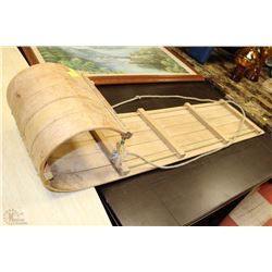 VINTAGE 3 PERSON WOOD TOBOGGAN -