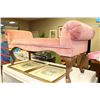 Image 1 : VINTAGE PINK VELOUR UPHOLSTERED BENCH