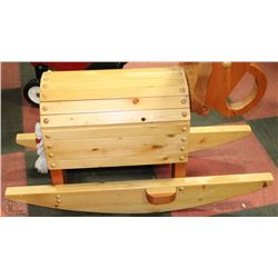 CHILD'S OAK RIDE ON ROCKING ELEPHANT