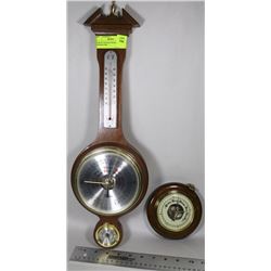 PAIR OF VINTAGE WOODEN BAROMETERS