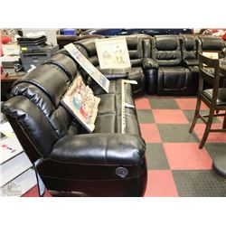 NEW BLACK LEATHERETTE RECLINING SECTIONAL
