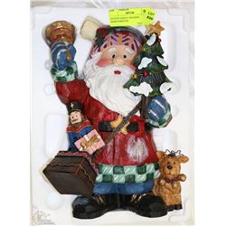 FESTIVE SANTA FIGURINE, HAND-PAINTED,