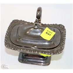 SILVER PLATED MUSTARD SERVER WITH LID