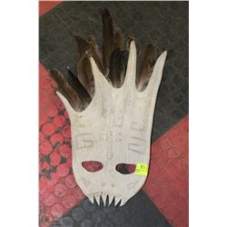 CARVED GENUINE MOOSE PADDLE  MASK WALL