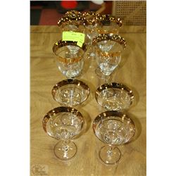 12 PCS OF GOLD GILDED SET OF CRYSTAL GLASSES