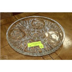 LARGE PINWHEEL CRYSTAL DIVIDED SERVING DISH