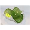 Image 1 : WHITE AND GREEN ART GLASS DISH