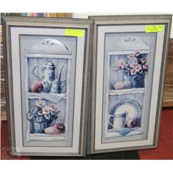 TWO 3D KITCHEN FRAMED PICTURES 24"X13" EACH