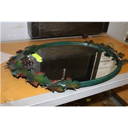 OVAL MIRROR METAL FRAME GRAPES AND IVY DARK GREEN