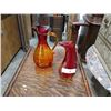 Image 1 : MURANO ART GLASS VASE & AMBERINA ART GLASS PITCHER