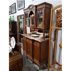 BELGIAN OAK CUPBOARD w/ MARBLE TOP