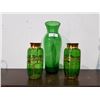 Image 1 : THREE GREEN ART GLASS VASES