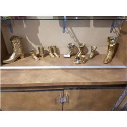COLLECTION OF 10 BRASS BOOTS