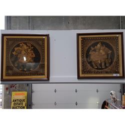 PAIR OF BEADED ELEPHANT PICTURES