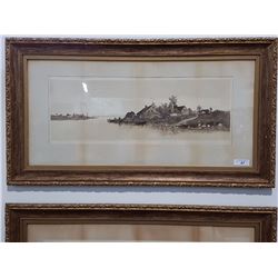 VICTORIAN ORNATELY FRAMED ETCHING TITLED FISHERMENS HOME BY EARNEST C ROST