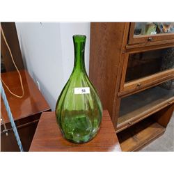 LARGE GREEN ART GLASS DECANTER