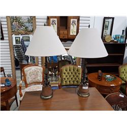PAIR OF LIONS HEAD TABLE LAMPS