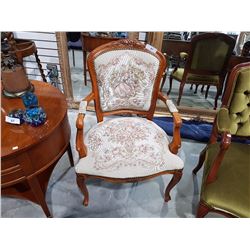 CARVED OPEN ARMED PARLOUR CHAIR