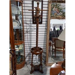 VICTORIAN BARLEY TWIST OAK COAT RACK