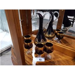 BOHEMIAN CRYSTAL DECANTER SET IN AMETHYST