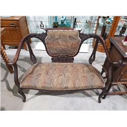 CARVED OPEN ARMED BENCH