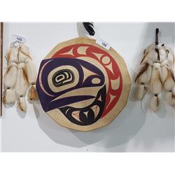 NATIVE PAINTED DRUM SIGNED GEORGE PENIER CHEHALIS BC
