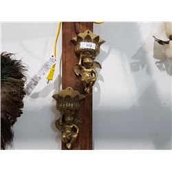 PAIR OF BRASS CHERUB WALL SCONCES