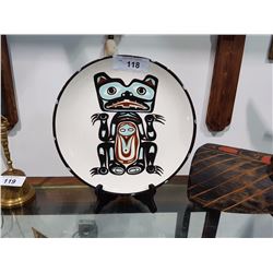 NATIVE PAINTED PLATE TITLED BEAR