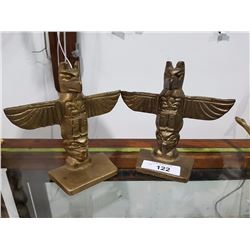 BRASS TOTEM POLE BOOKENDS