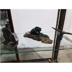JADE GRIZZLY BEAR ON JADE STAND