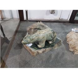 LARGE JADE POLAR BEAR ON JADE STAND