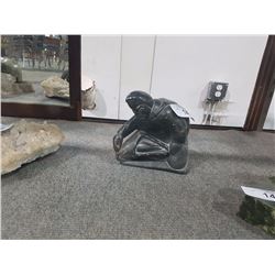 SIGNED ESKIMO CARVED SOAPSTONE FIGURE